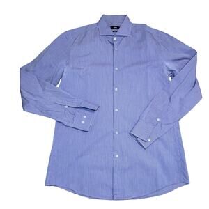 Boss Hugo Boss Purple Pinstripe Dress Shirt Cutaway Collar Size 15.5/39